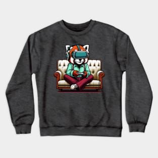 Red Panda gamer - Retro Gaming Bliss Crewneck Sweatshirt